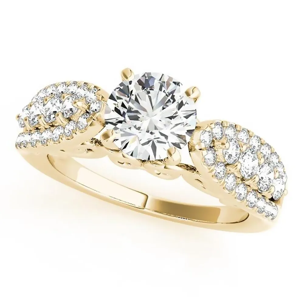 Auriya Unique 1ct Round Moissanite and 1/2ctw Diamond Engagement Ring 14K Gold sold by Zulily product image thumbnail 2