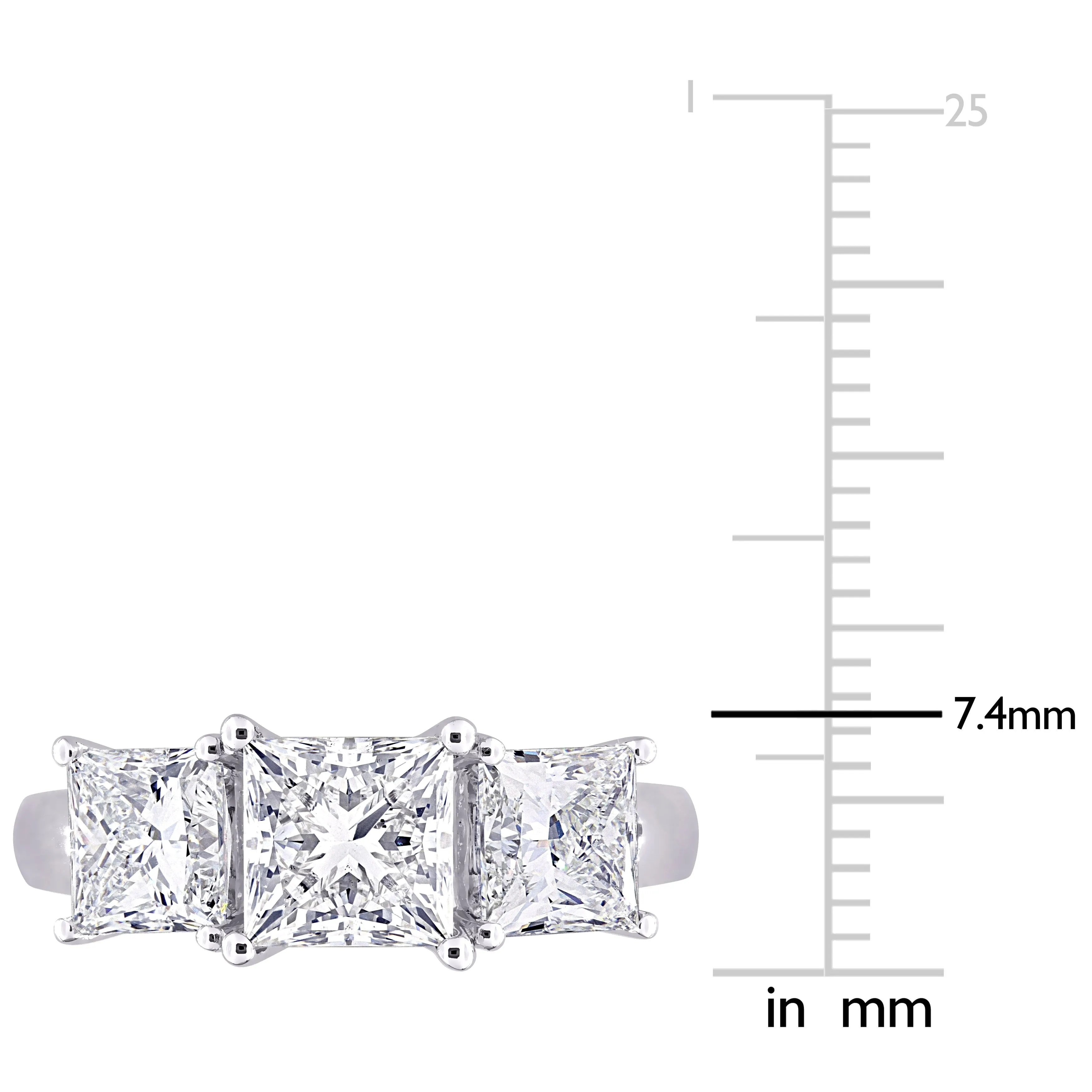 Created Forever 3 1/2ct TDW Princess-Cut Lab Grown Diamond and Tsavorite Accent Three-Stone Ring in 14k White Gold sold by Zulily product image thumbnail 4