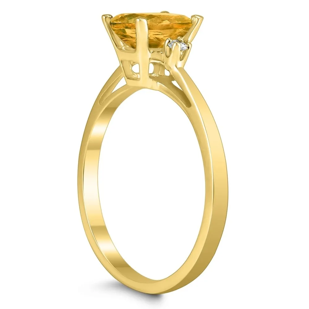 Emerald Cut 7X5MM Citrine and Diamond Three Stone Ring in 10K Yellow Gold sold by Zulily product image thumbnail 2