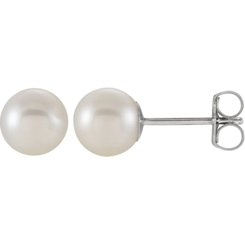 Curata 14k White Gold 6-6.5mm Polished Freshwater Cultured Pearl Earrings sold by Zulily