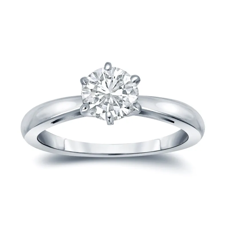 Auriya 3/4ctw Round 6 Prong Solitaire Diamond Engagement Ring 14k Gold GIA Certified sold by Zulily