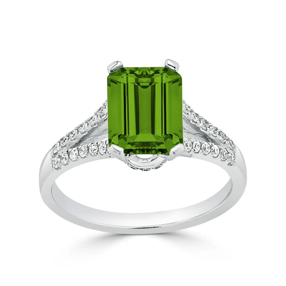 Auriya 2 1/8ct Fancy Emerald-cut Peridot and Diamond Engagement Ring 1/4ctw 14k Gold sold by Zulily product image thumbnail 3