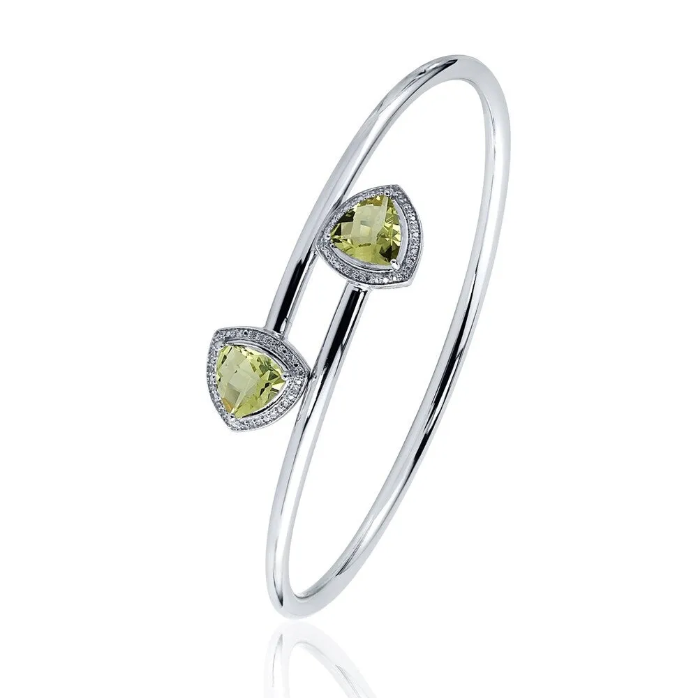 Auriya 2 3/4ct Trillion-Cut Lemon-Green Quartz Gold over Silver Bangle Bracelet with Diamond Accents sold by Zulily product image thumbnail 4
