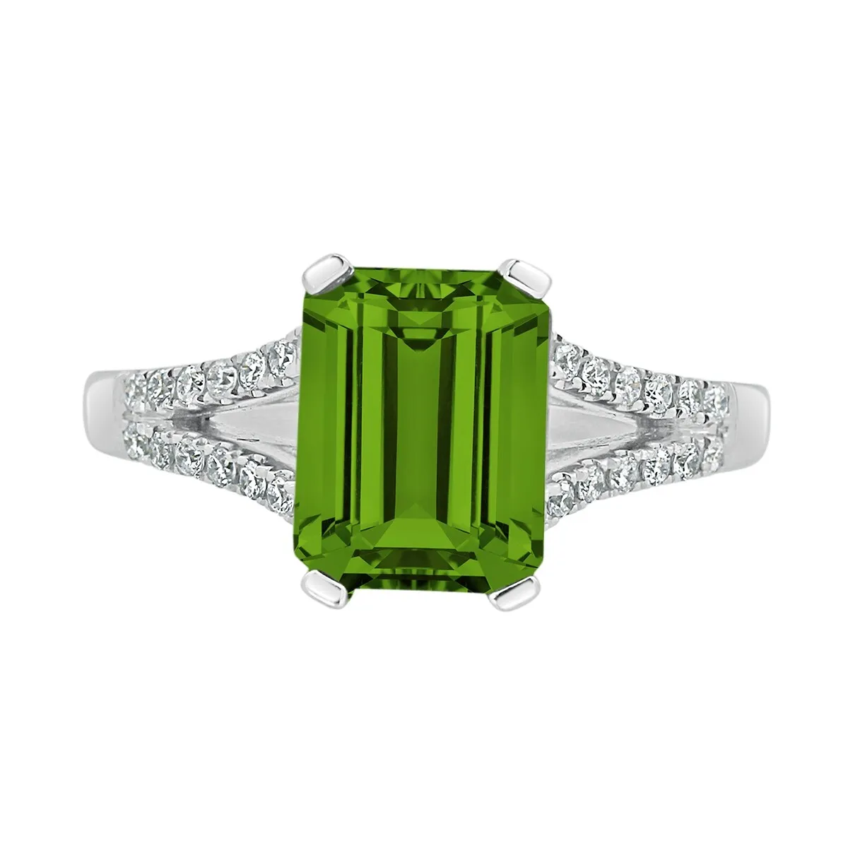 Auriya 2 1/8ct Fancy Emerald-cut Peridot and Diamond Engagement Ring 1/4ctw 14k Gold sold by Zulily product image thumbnail 2