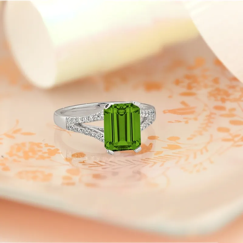Auriya 2 1/8ct Fancy Emerald-cut Peridot and Diamond Engagement Ring 1/4ctw 14k Gold sold by Zulily