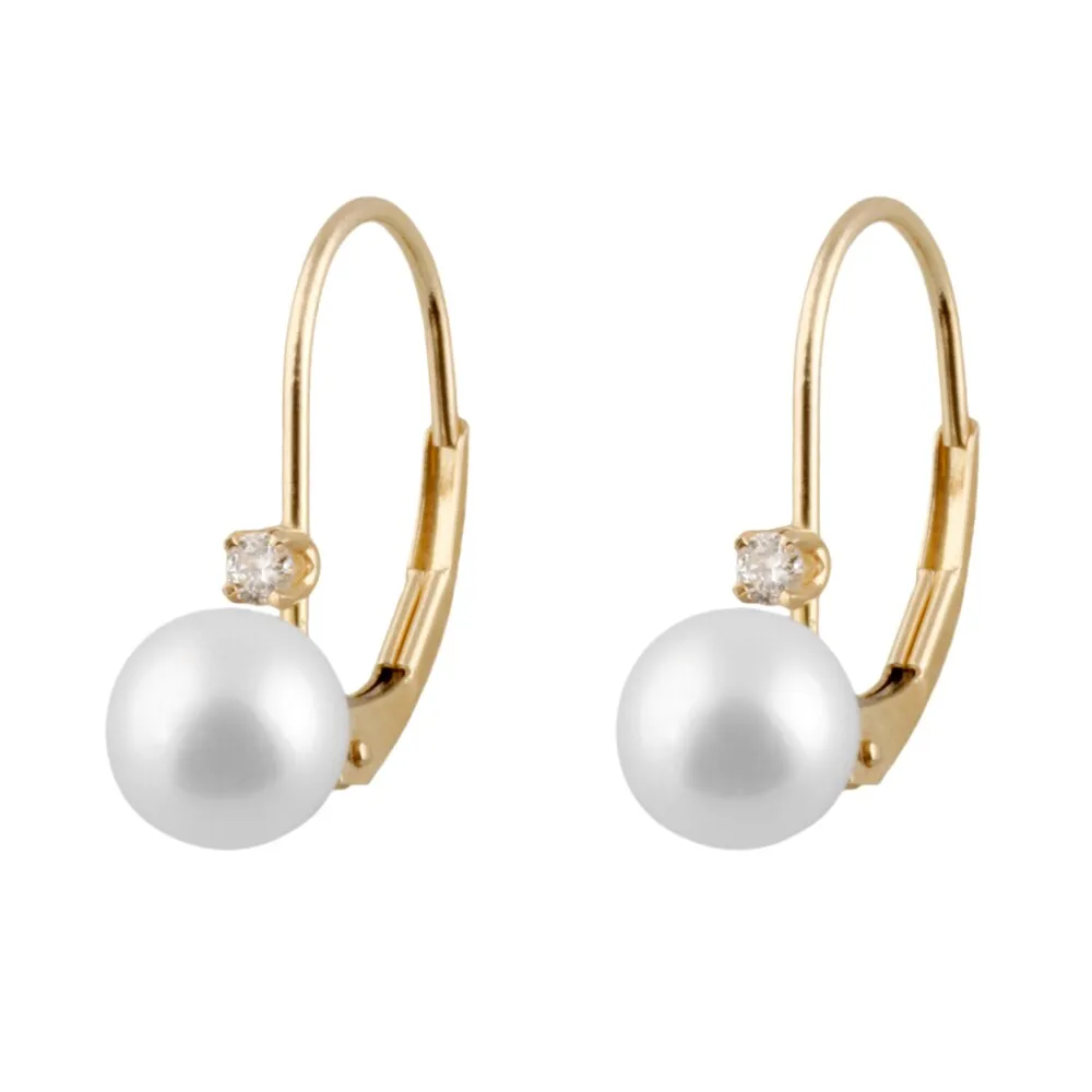 14k Gold Freshwater AA Pearl Leverback Earrings (6-7mm) - White sold by Zulily