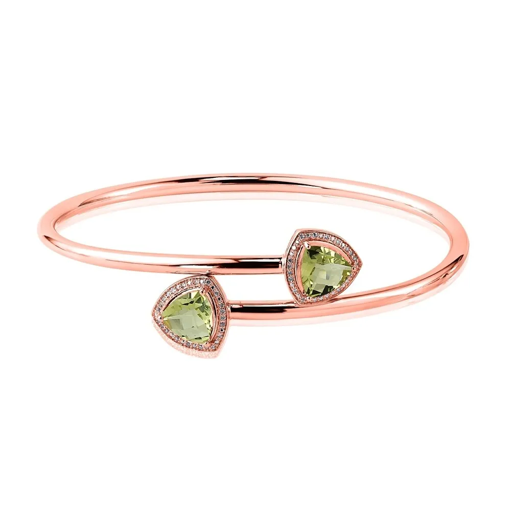 Auriya 2 3/4ct Trillion-Cut Lemon-Green Quartz Gold over Silver Bangle Bracelet with Diamond Accents sold by Zulily product image thumbnail 3