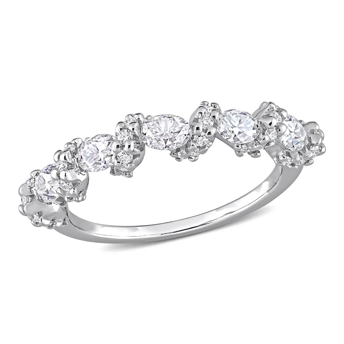 Miadora 1ct DEW Oval Moissanite Swirl Semi-Eternity Wedding Band Ring in Sterling Silver sold by Zulily product image thumbnail 2