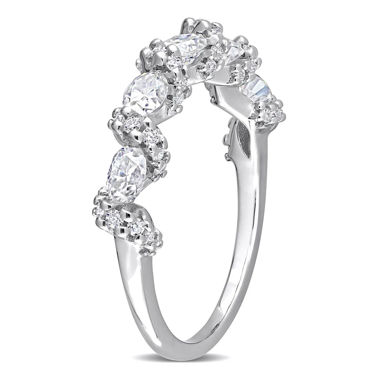 Miadora 1ct DEW Oval Moissanite Swirl Semi-Eternity Wedding Band Ring in Sterling Silver sold by Zulily product image thumbnail 4