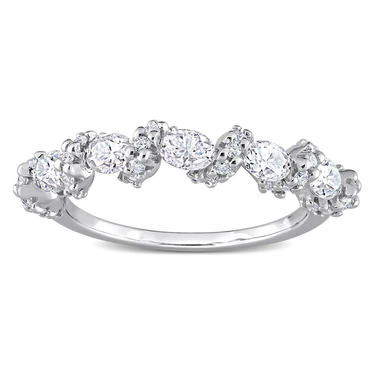 Miadora 1ct DEW Oval Moissanite Swirl Semi-Eternity Wedding Band Ring in Sterling Silver sold by Zulily product image thumbnail 3