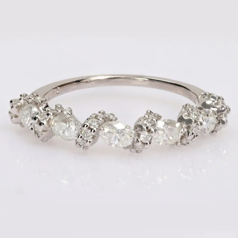 Miadora 1ct DEW Oval Moissanite Swirl Semi-Eternity Wedding Band Ring in Sterling Silver sold by Zulily