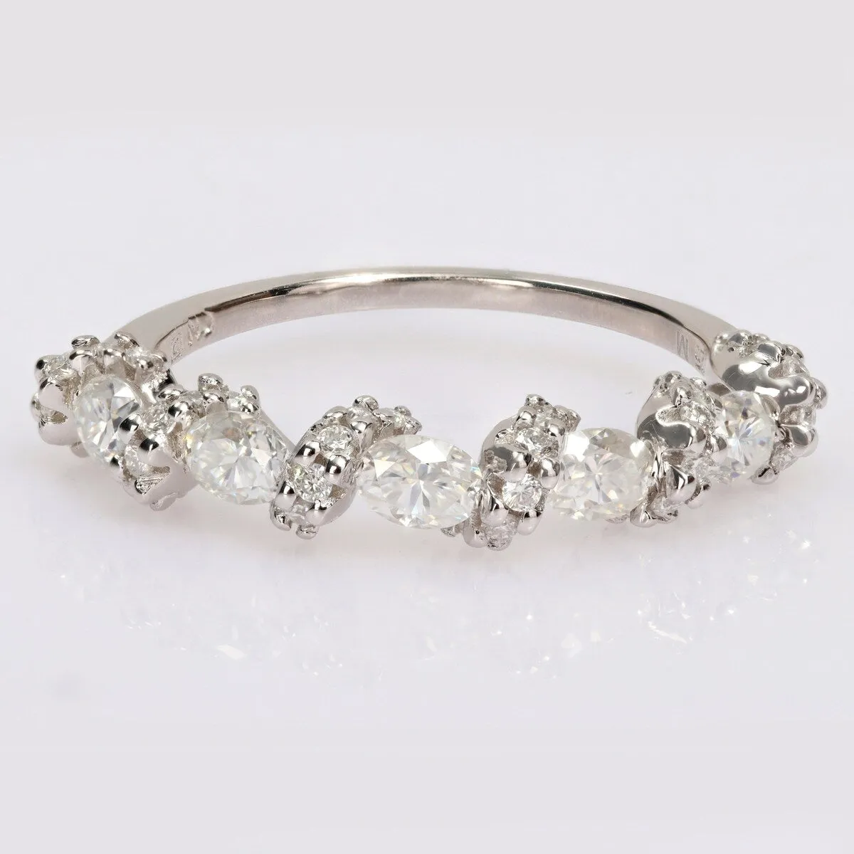 Miadora 1ct DEW Oval Moissanite Swirl Semi-Eternity Wedding Band Ring in Sterling Silver sold by Zulily