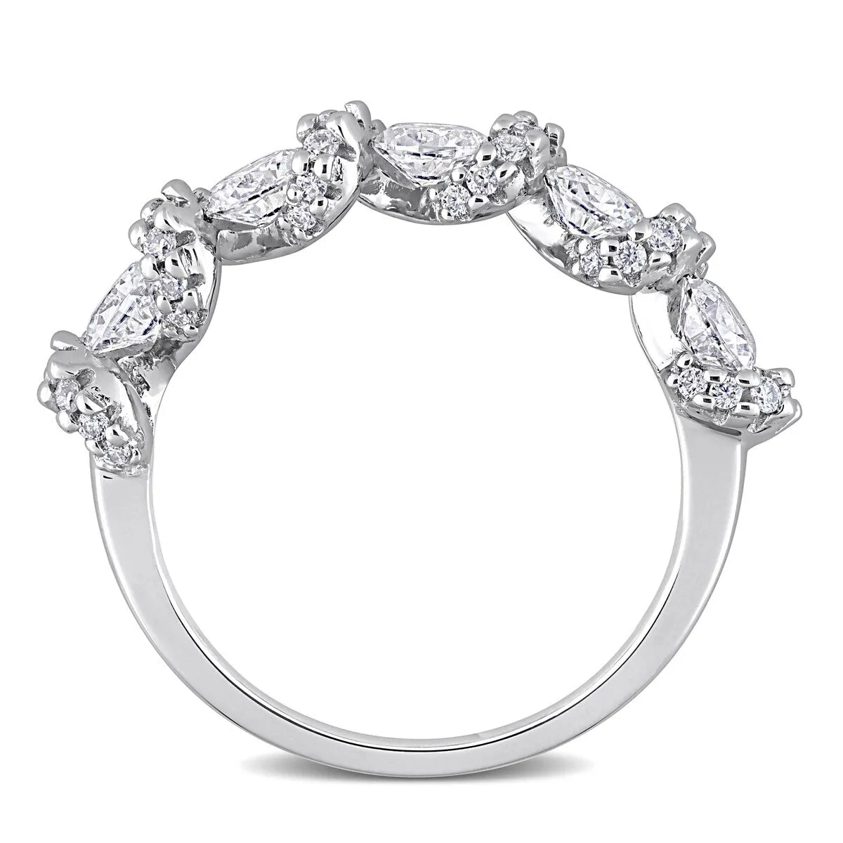 Miadora 1ct DEW Oval Moissanite Swirl Semi-Eternity Wedding Band Ring in Sterling Silver sold by Zulily product image thumbnail 5