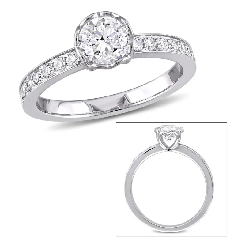Miadora Signature Collection 1ct TDW Diamond Heart Accent Engagement Ring in 14k White Gold sold by Zulily
