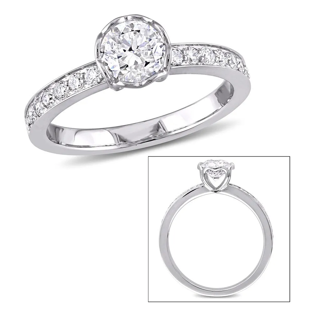 Miadora Signature Collection 1ct TDW Diamond Heart Accent Engagement Ring in 14k White Gold sold by Zulily