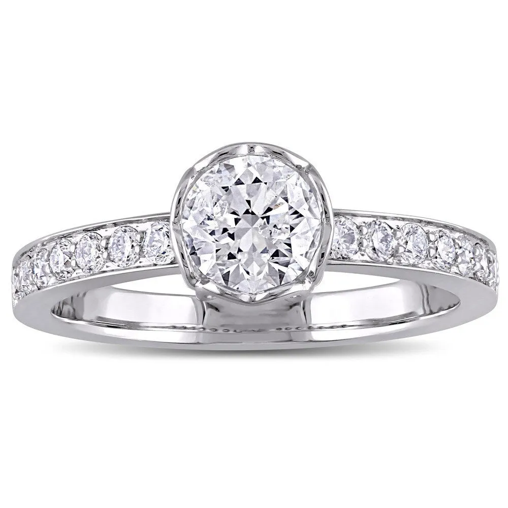 Miadora Signature Collection 1ct TDW Diamond Heart Accent Engagement Ring in 14k White Gold sold by Zulily product image thumbnail 2