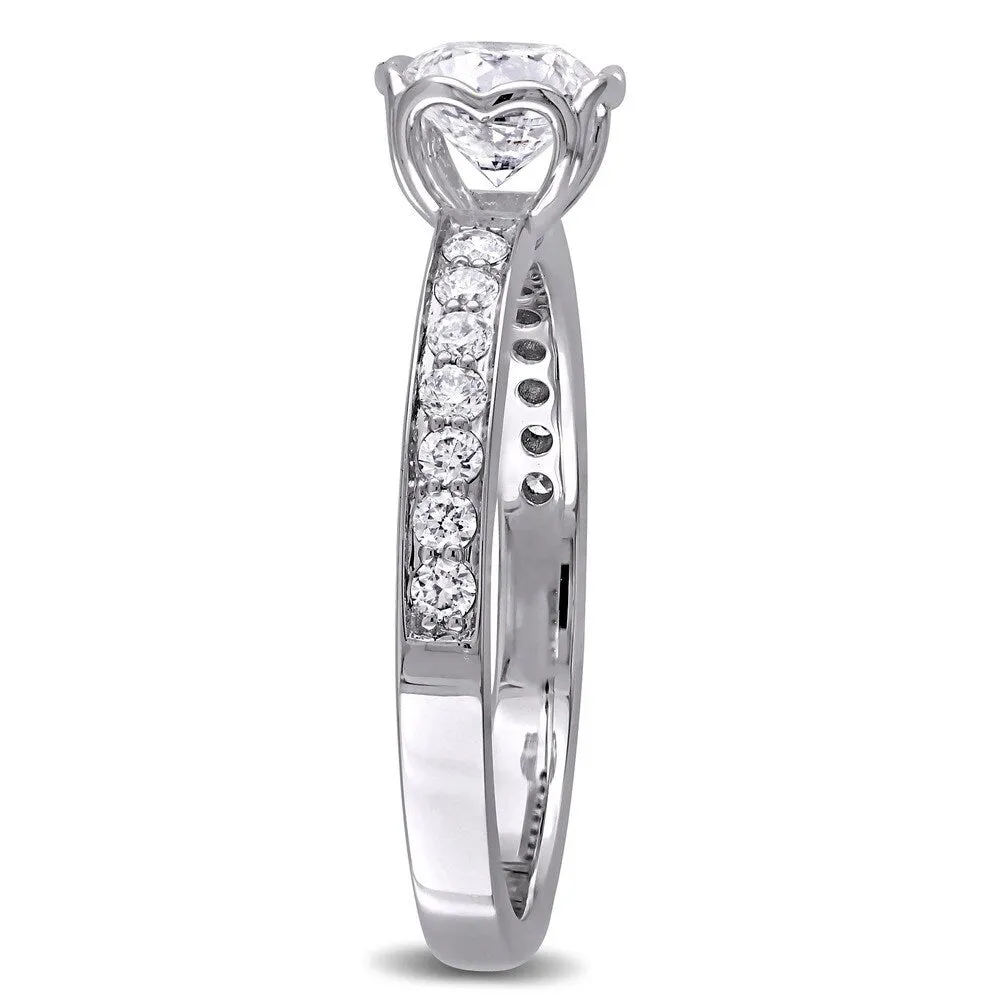 Miadora Signature Collection 1ct TDW Diamond Heart Accent Engagement Ring in 14k White Gold sold by Zulily product image thumbnail 3