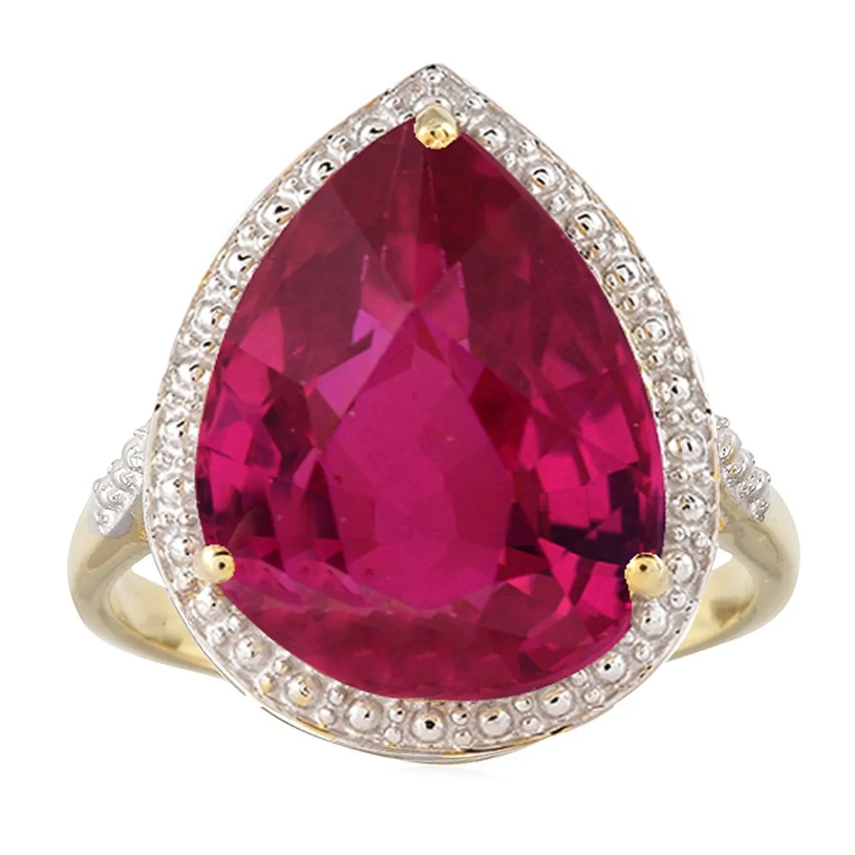 Yellow Gold Over Sterling Silver with Ruby Tear Drop Solitaire Ring sold by Zulily product image thumbnail 2