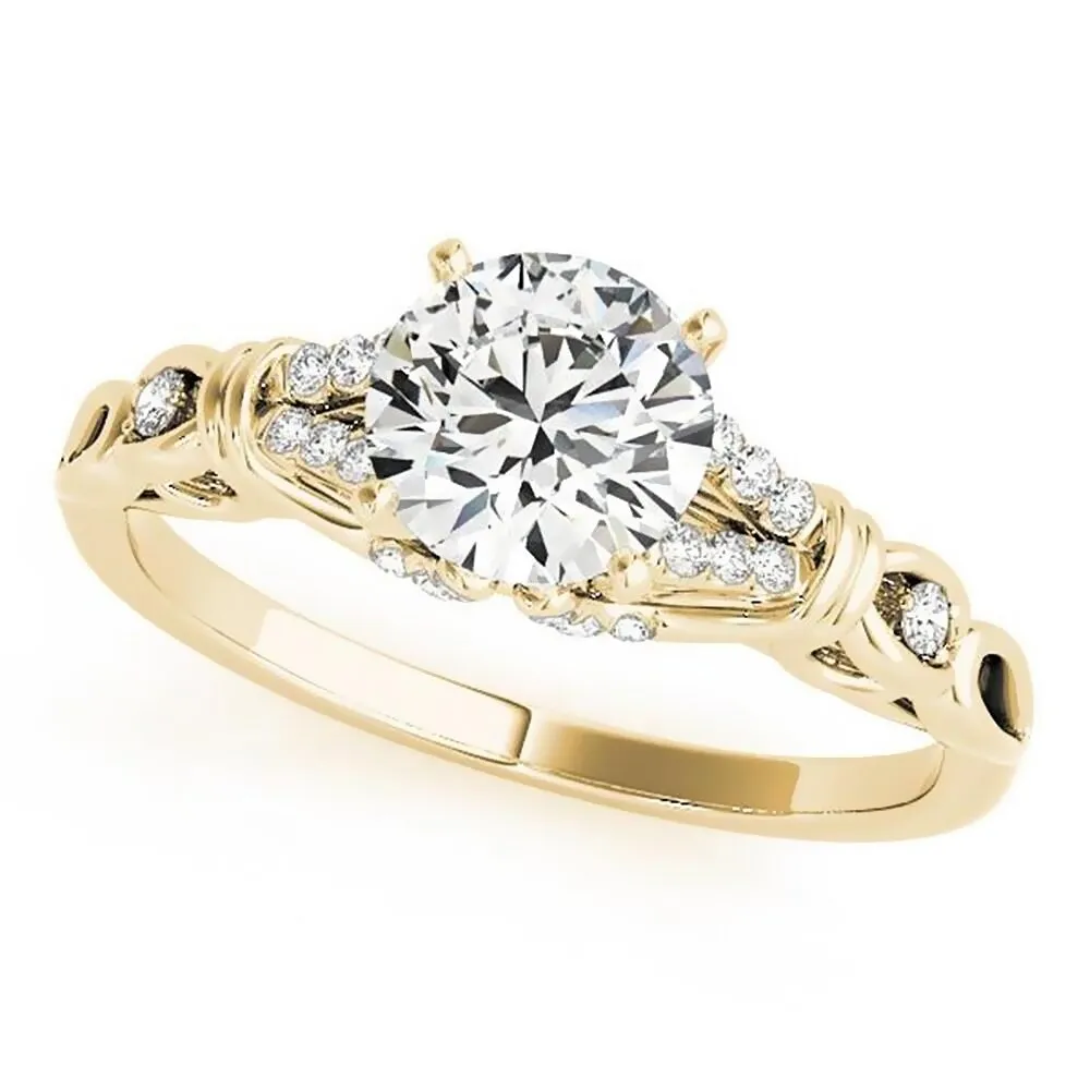 Auriya 1ct Round Moissanite and 1/8ctw Diamond Engagement Ring 14K Gold sold by Zulily product image thumbnail 2