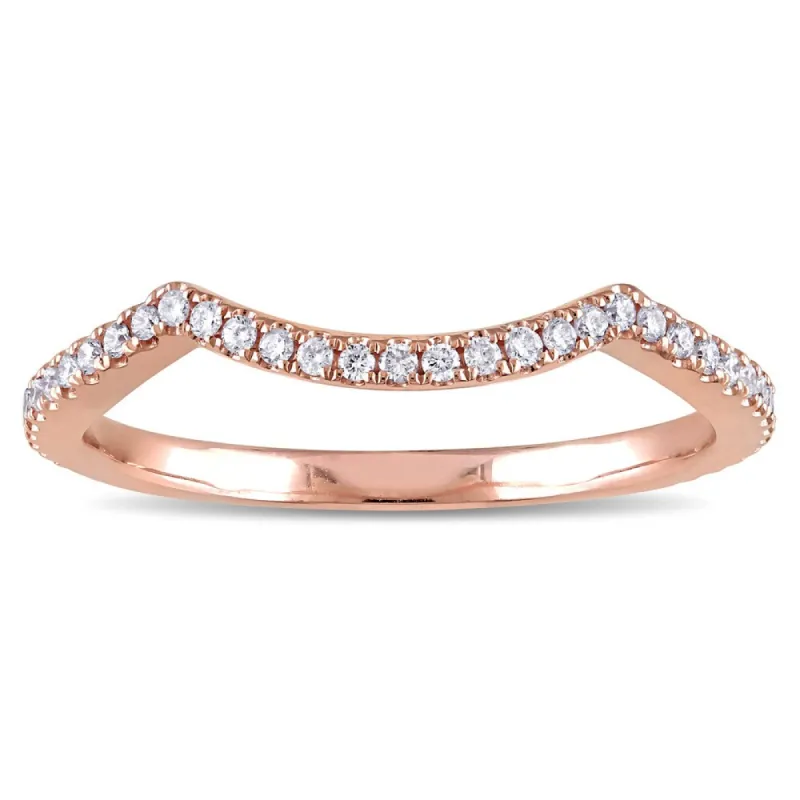 Miadora 14k Rose Gold 1/5ct TDW Diamond Chevron Wedding Band - White sold by Zulily