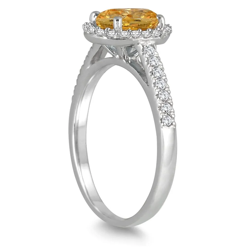Citrine and Diamond Halo Ring in 10K White Gold sold by Zulily product image thumbnail 2