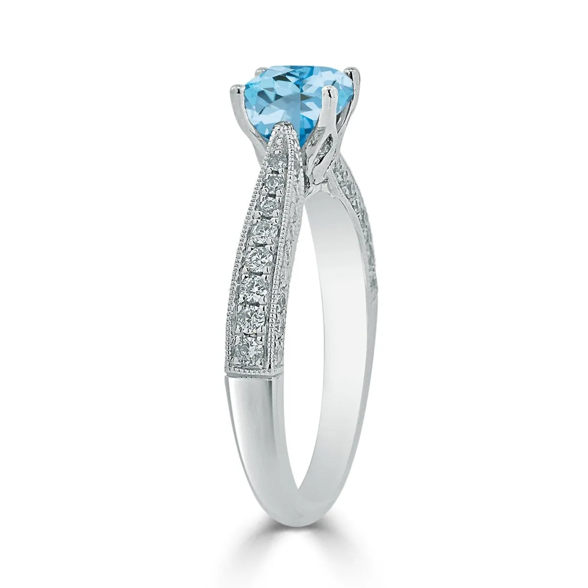 Auriya 1ct Unique Cushion-cut Sky Blue Topaz and Diamond Engagement Ring 3/8ctw 14k Gold sold by Zulily product image thumbnail 4