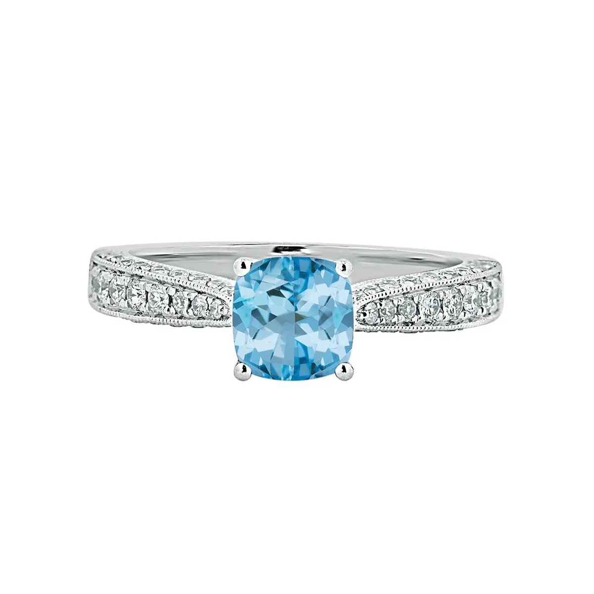Auriya 1ct Unique Cushion-cut Sky Blue Topaz and Diamond Engagement Ring 3/8ctw 14k Gold sold by Zulily product image thumbnail 2