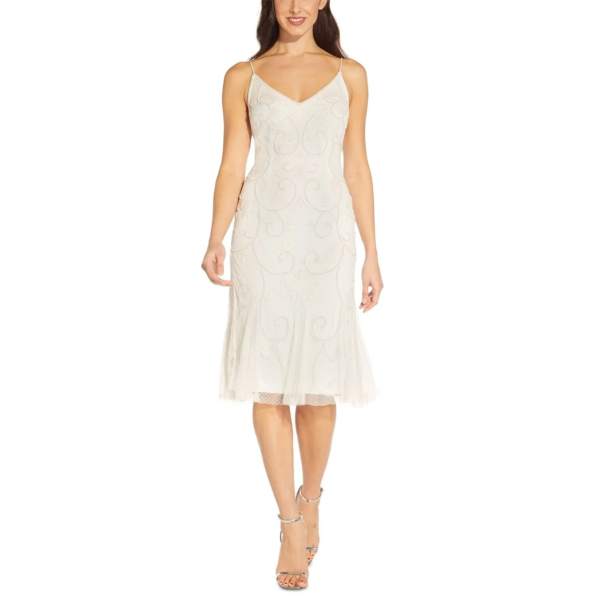 Adrianna Papell Women's Beaded Cocktail Dress White Size 6 sold by Zulily