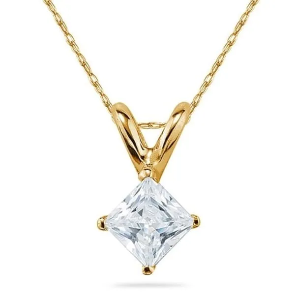 3/4 Carat Princess Diamond Solitaire Pendant in 14K Yellow Gold sold by Zulily
