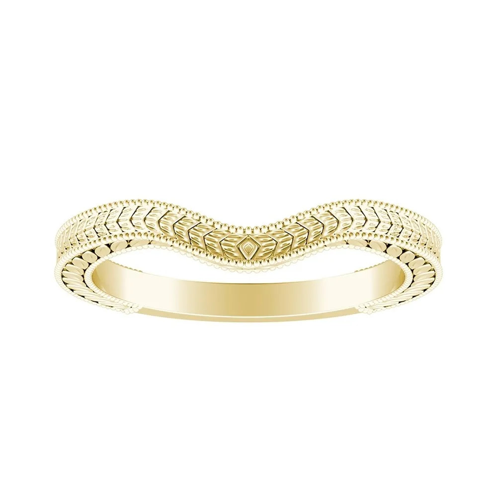 Auriya Vintage Curved 14-karat Gold Wedding Band sold by Zulily product image thumbnail 2