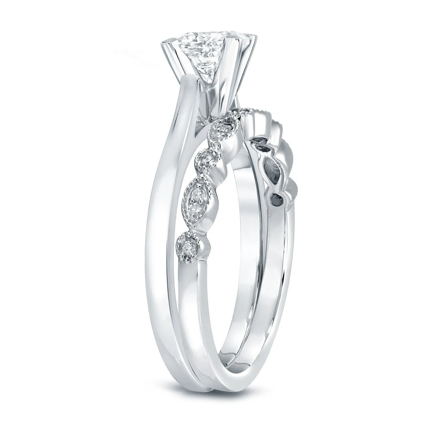 Auriya 14k Gold 1ctw Vintage Marquise Solitaire Diamond Engagement Ring Set sold by Zulily product image thumbnail 4