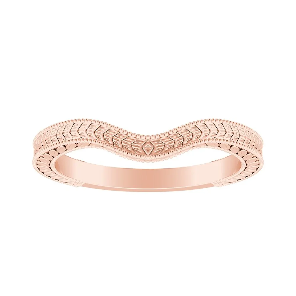 Auriya Vintage Curved 14-karat Gold Wedding Band sold by Zulily product image thumbnail 3
