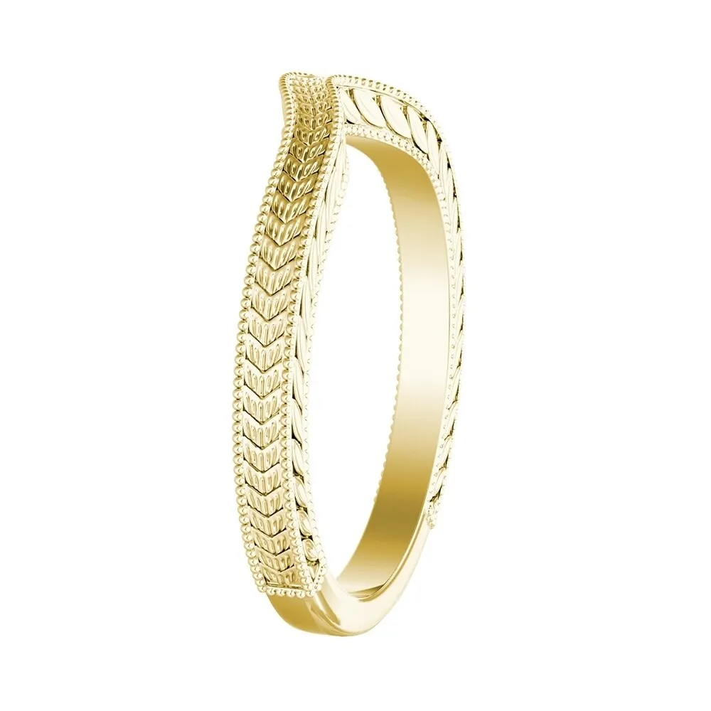 Auriya Vintage Curved 14-karat Gold Wedding Band sold by Zulily product image thumbnail 5