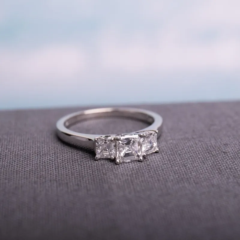Miadora Signature Collection 14k White Gold 1ct TDW Certified Asscher-cut Diamond 3-stone Engagement Ring sold by Zulily