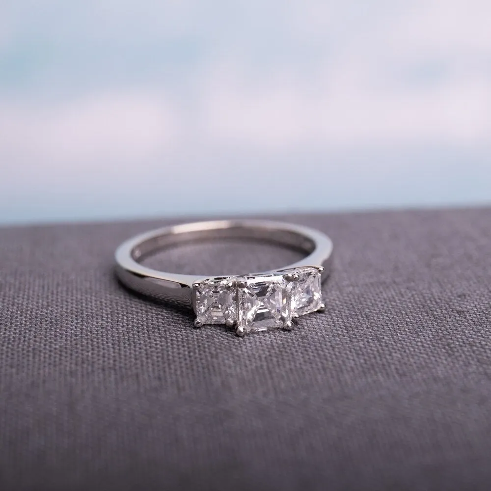 Miadora Signature Collection 14k White Gold 1ct TDW Certified Asscher-cut Diamond 3-stone Engagement Ring sold by Zulily