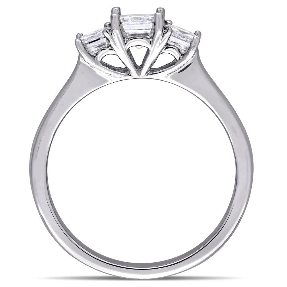 Miadora Signature Collection 14k White Gold 1ct TDW Certified Asscher-cut Diamond 3-stone Engagement Ring sold by Zulily product image thumbnail 4