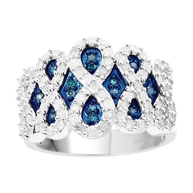 0.75 CTTW Natural Blue and White Diamond Wide Infinity Ring made by Zulily