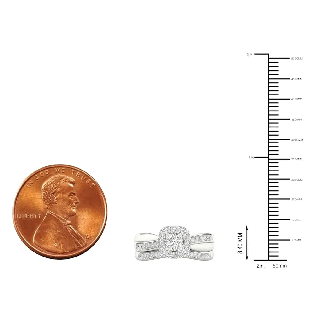 De Couer 14K White Gold 5/8ct TDW Diamond Halo Bridal Set sold by Zulily product image thumbnail 5