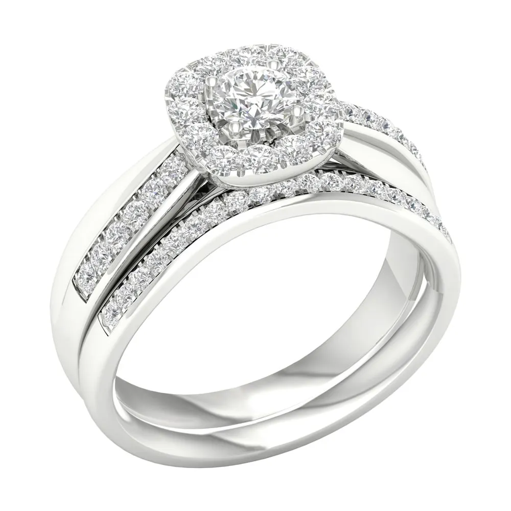 De Couer 14K White Gold 5/8ct TDW Diamond Halo Bridal Set sold by Zulily product image thumbnail 2