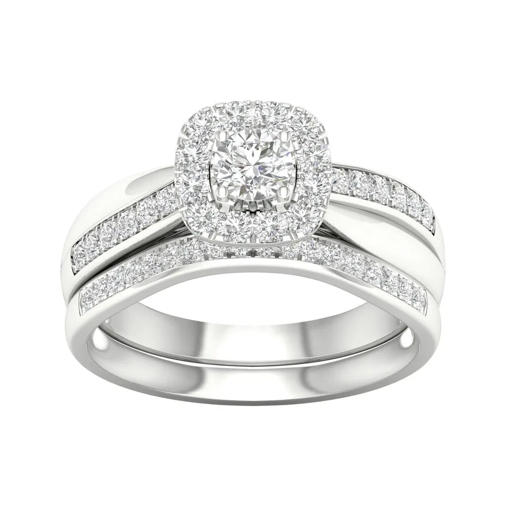 De Couer 14K White Gold 5/8ct TDW Diamond Halo Bridal Set sold by Zulily