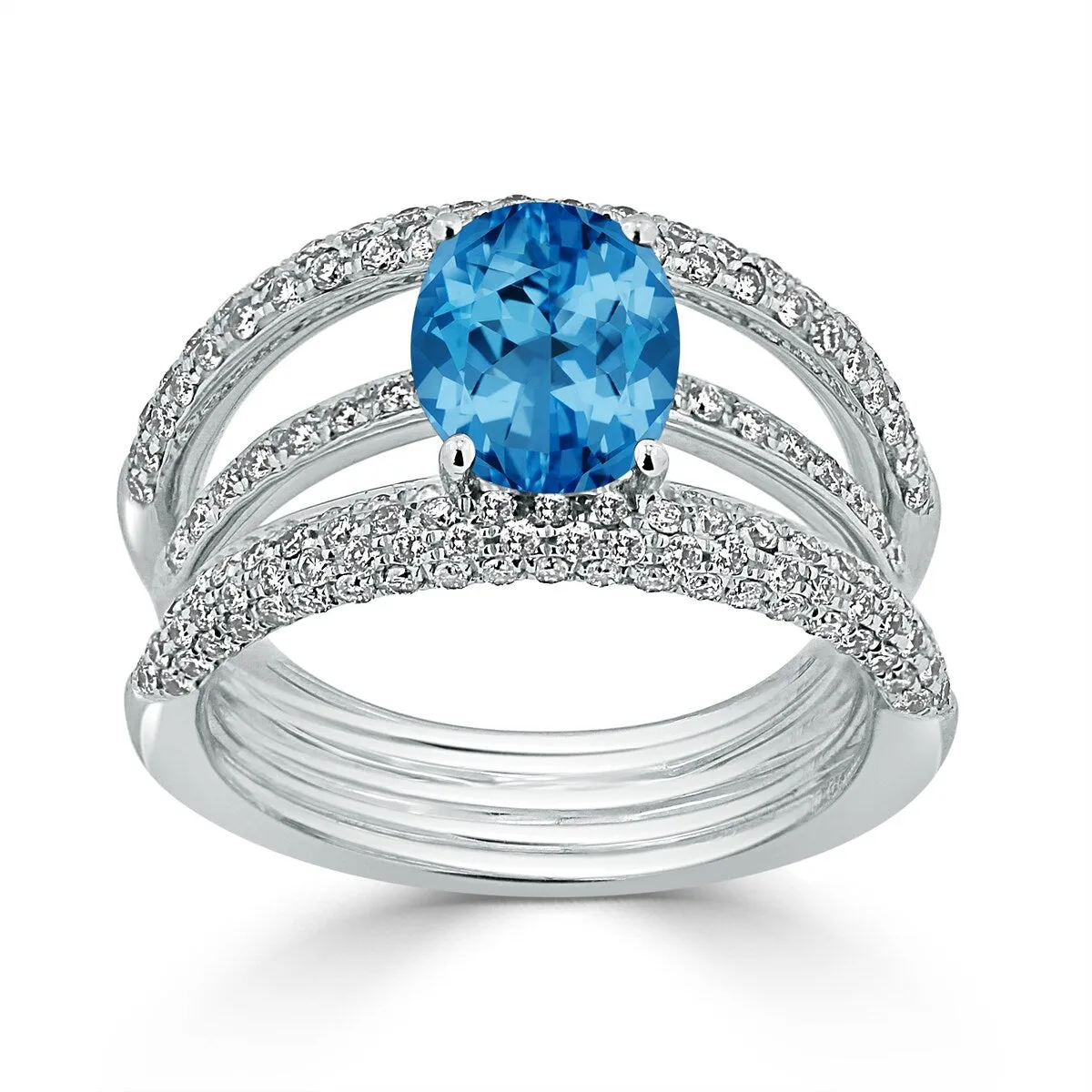 Auriya 2 1/3ct Oval Blue Topaz and Diamond Ring 9/10ctw 18K Gold sold by Zulily