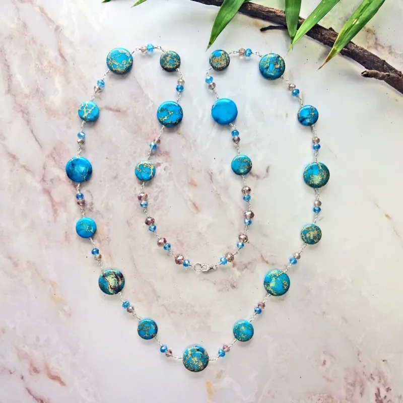 Imperial Jasper and Crystal Long Layering Necklace sold by Zulily