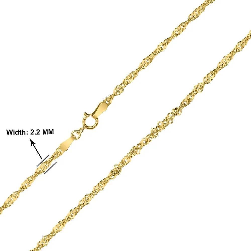 10K Yellow Gold 2.2mm Singapore Chain with Spring Ring Clasp - 18 Inch sold by Zulily product image thumbnail 3