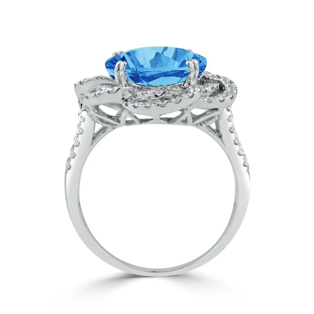 Auriya 8 7/8ct Oval Shape Blue Topaz Halo Diamond Engagement Ring 3/4cttw 18K Gold sold by Zulily product image thumbnail 4