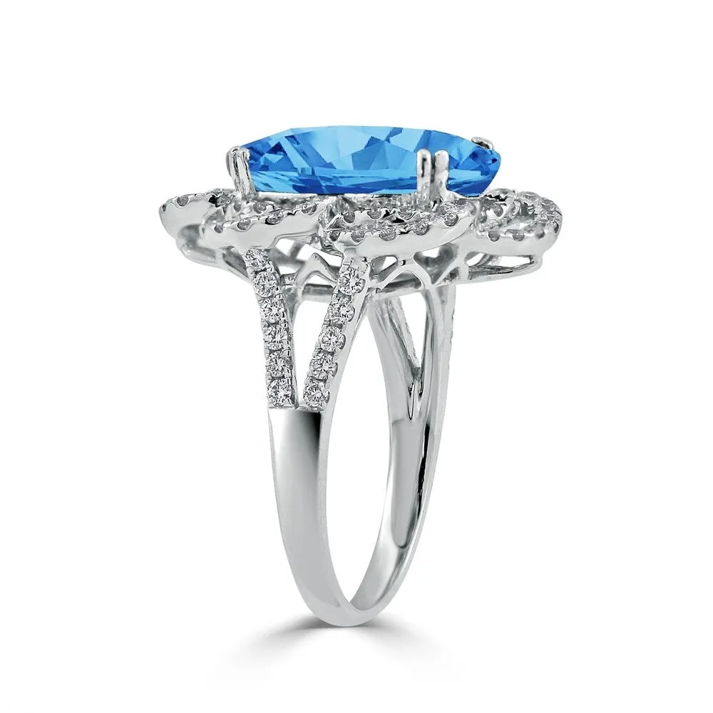 Auriya 8 7/8ct Oval Shape Blue Topaz Halo Diamond Engagement Ring 3/4cttw 18K Gold sold by Zulily product image thumbnail 3