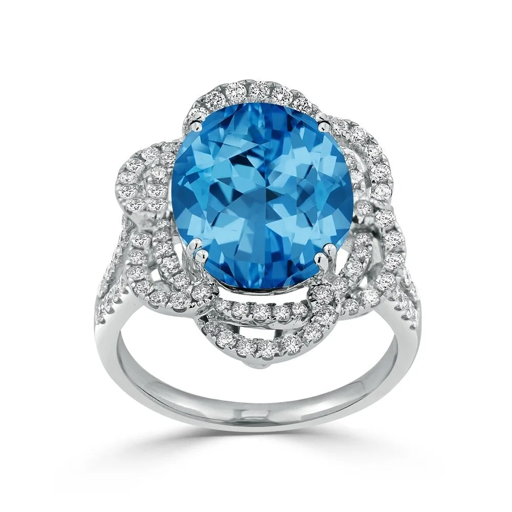 Auriya 8 7/8ct Oval Shape Blue Topaz Halo Diamond Engagement Ring 3/4cttw 18K Gold sold by Zulily