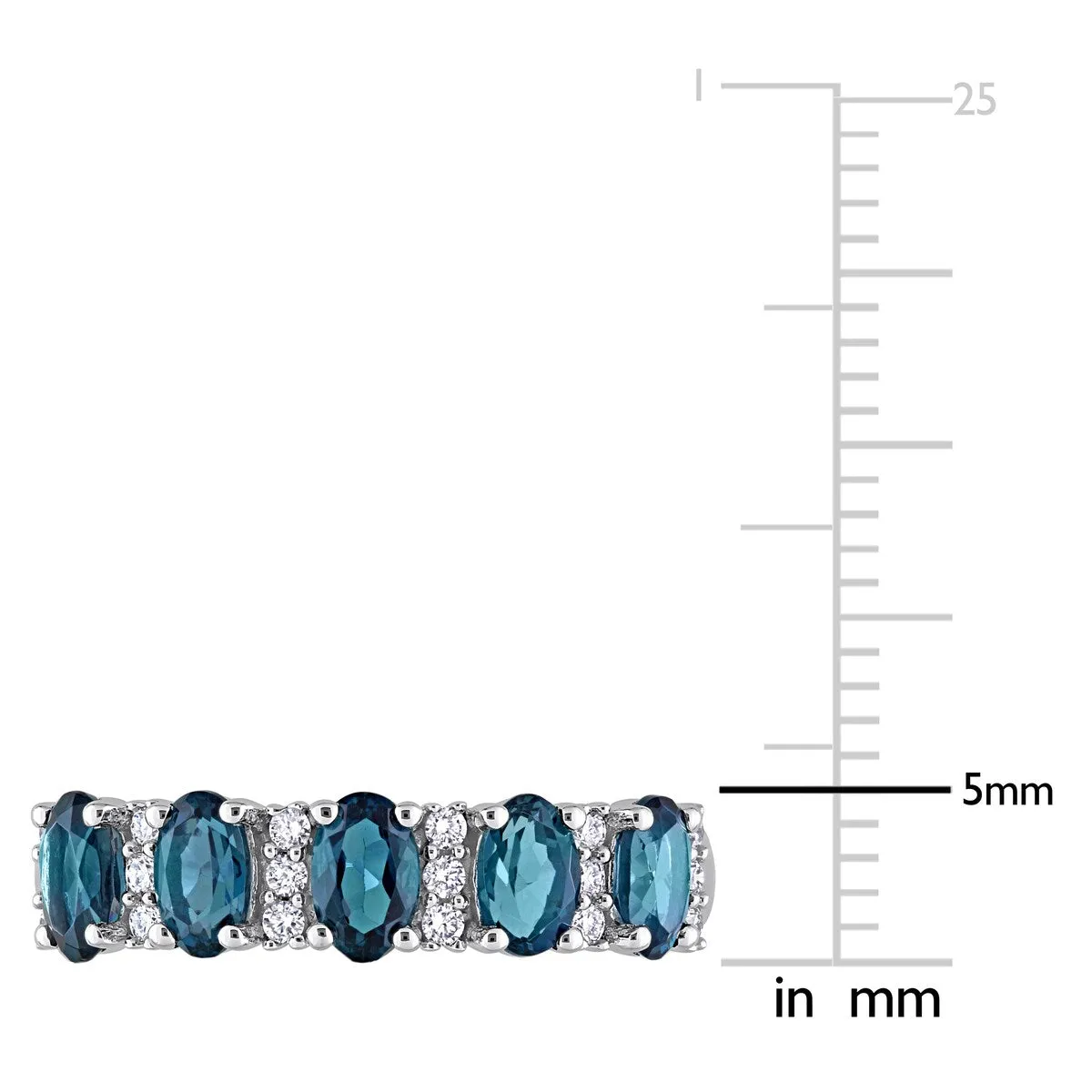 Miadora London Blue Topaz and 1/6ct TDW Diamond Semi-Eternity Ring in 14k White Gold sold by Zulily product image thumbnail 4