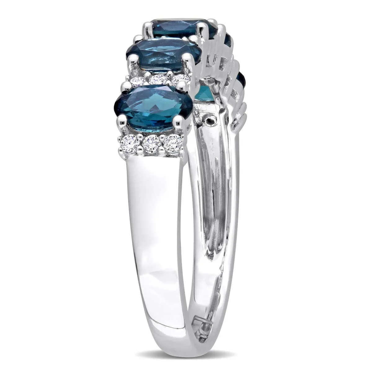Miadora London Blue Topaz and 1/6ct TDW Diamond Semi-Eternity Ring in 14k White Gold sold by Zulily product image thumbnail 2