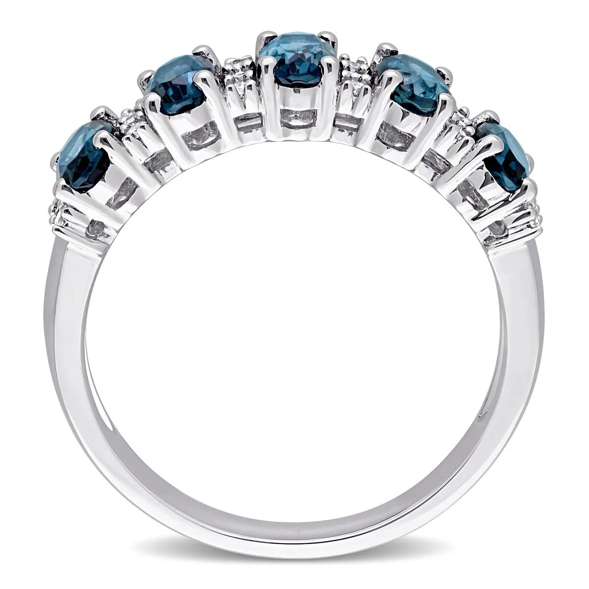 Miadora London Blue Topaz and 1/6ct TDW Diamond Semi-Eternity Ring in 14k White Gold sold by Zulily product image thumbnail 3