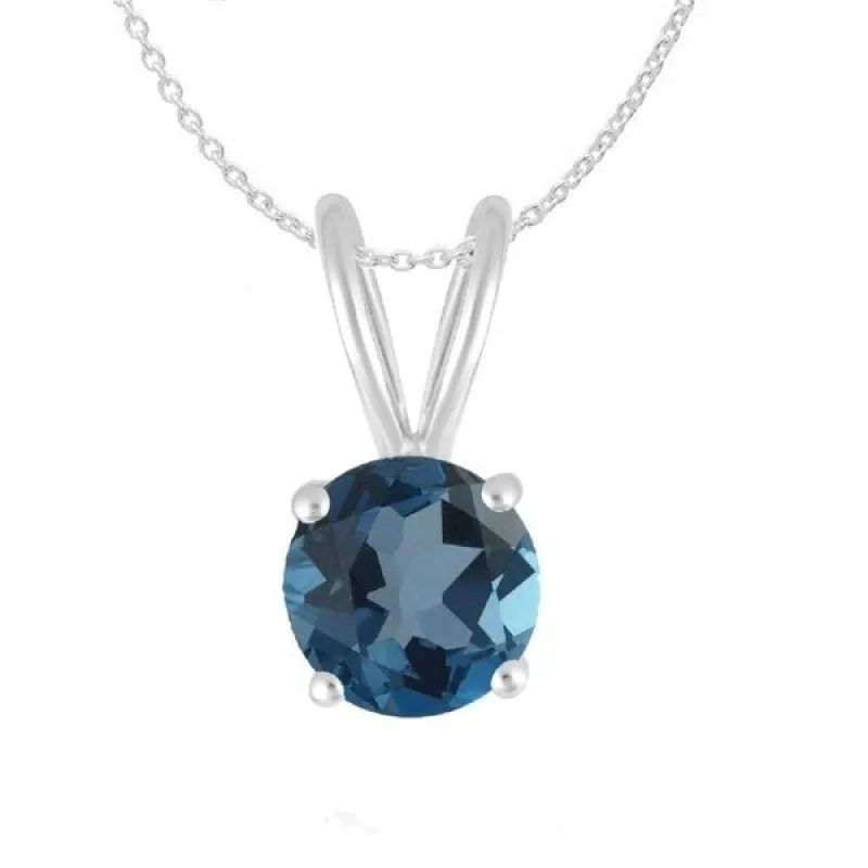 Sterling Silver with Natural London Blue Topaz Solitaire Pendant with 18 Inch chain sold by Zulily